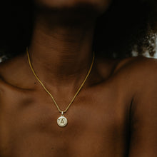 Load image into Gallery viewer, Gold Plated Circle pendant initial necklace