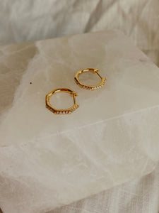 Pavé Hexagon Huggies