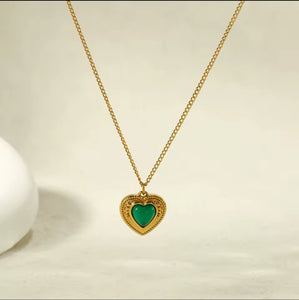 Green Girl Heart Necklace