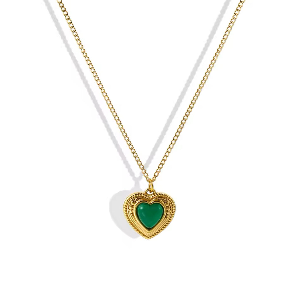 Green Girl Heart Necklace