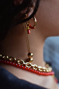 Red Dip Gold Hoops *Pre Sale