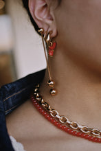 Load image into Gallery viewer, Red Dip Gold Hoops *Pre Sale