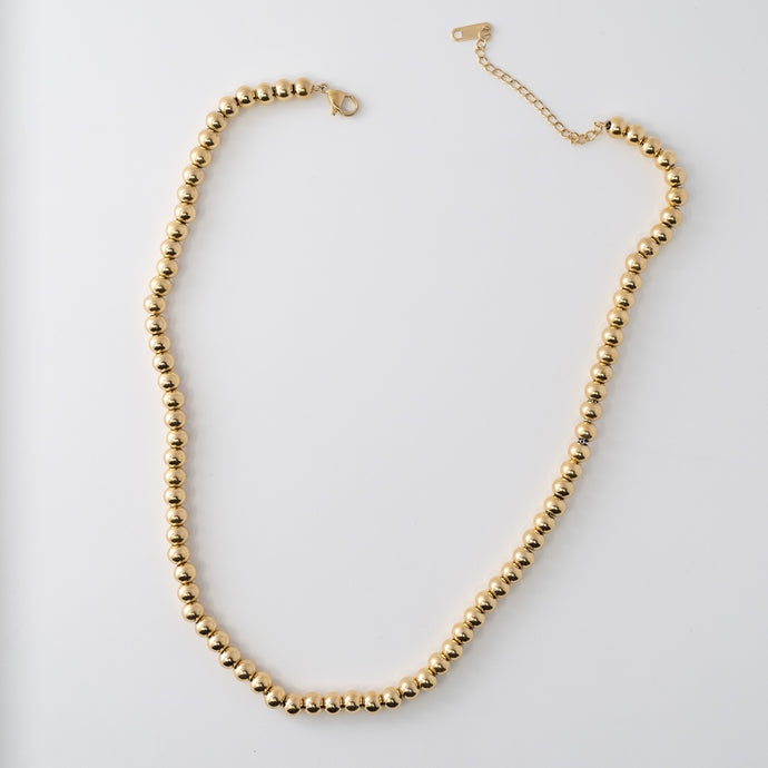 Gold Beaded Necklace + Bracelet