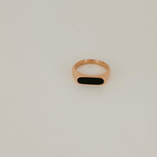 Load image into Gallery viewer, Black Enamel Gold Bar Ring