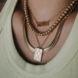 Gold Beaded Necklace + Bracelet