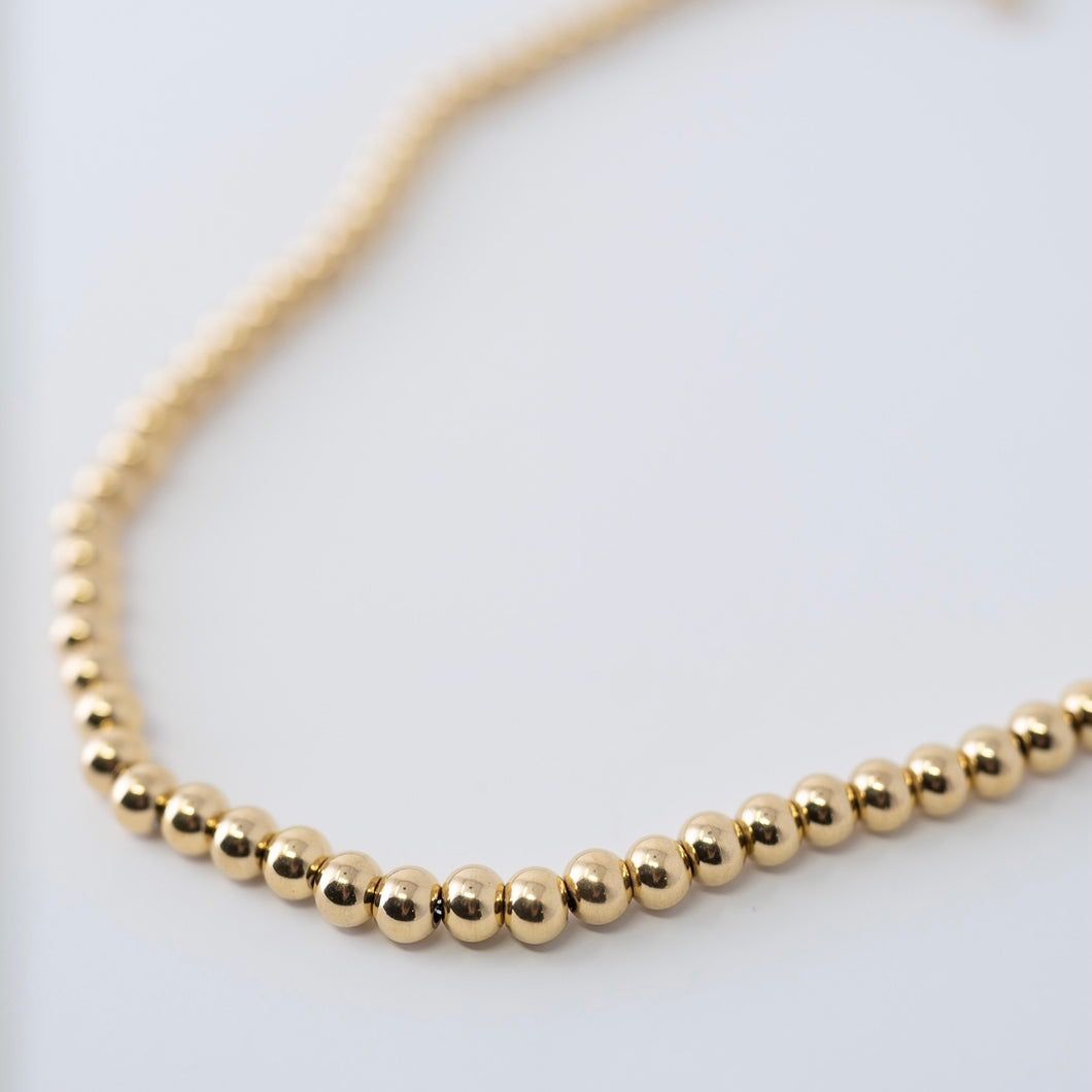 Gold Beaded Necklace + Bracelet